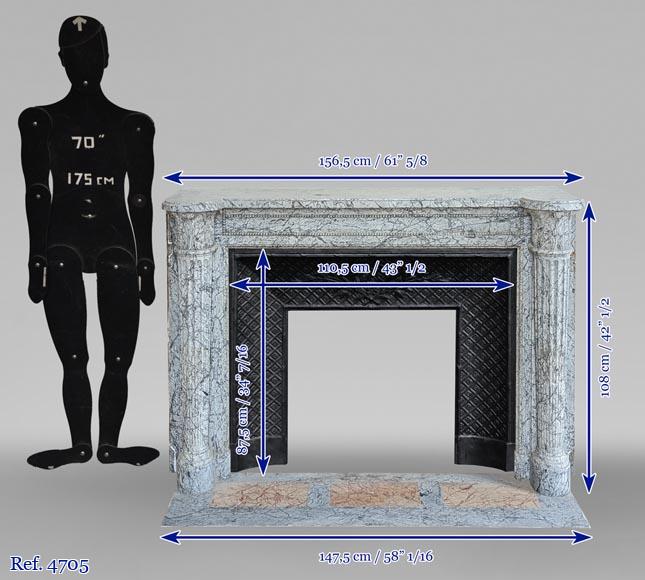Belle cheminée de style Louis XVI aux demies colonnes en marbre Bleu Fleuri Belle cheminée de style Louis XVI aux demies colonnes en marbre Bleu Fleuri-12