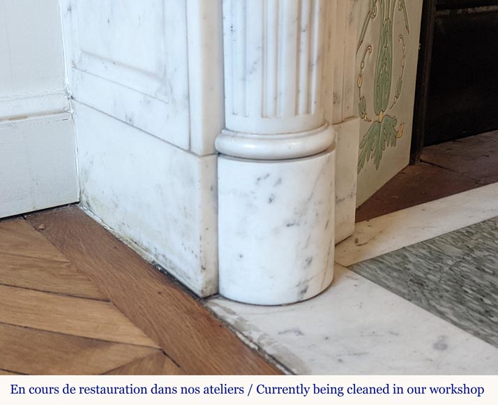 Cheminée de style Louis XVI à demie colonne et couronne de laurier Cheminée de style Louis XVI à demie colonne et couronne de laurier-7