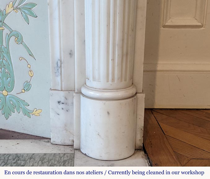 Cheminée de style Louis XVI à demie colonne et couronne de laurier Cheminée de style Louis XVI à demie colonne et couronne de laurier-10