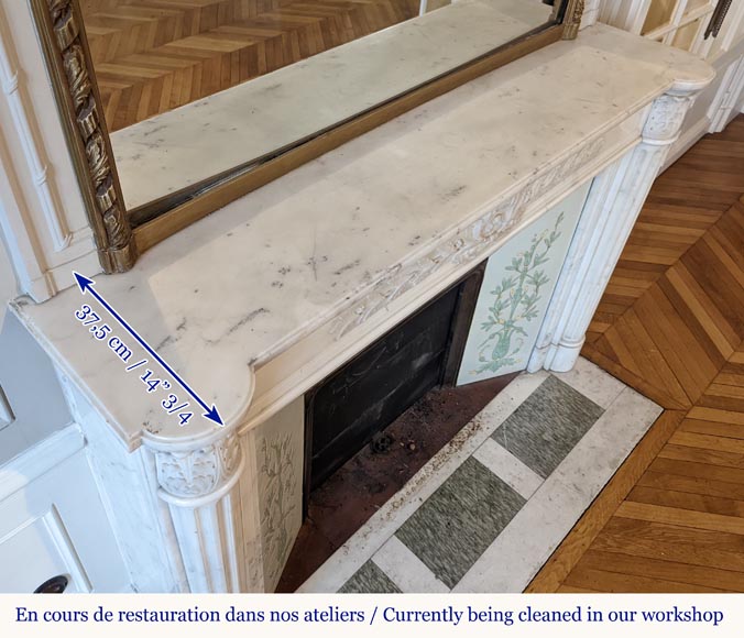 Cheminée de style Louis XVI à demie colonne et couronne de laurier Cheminée de style Louis XVI à demie colonne et couronne de laurier-13