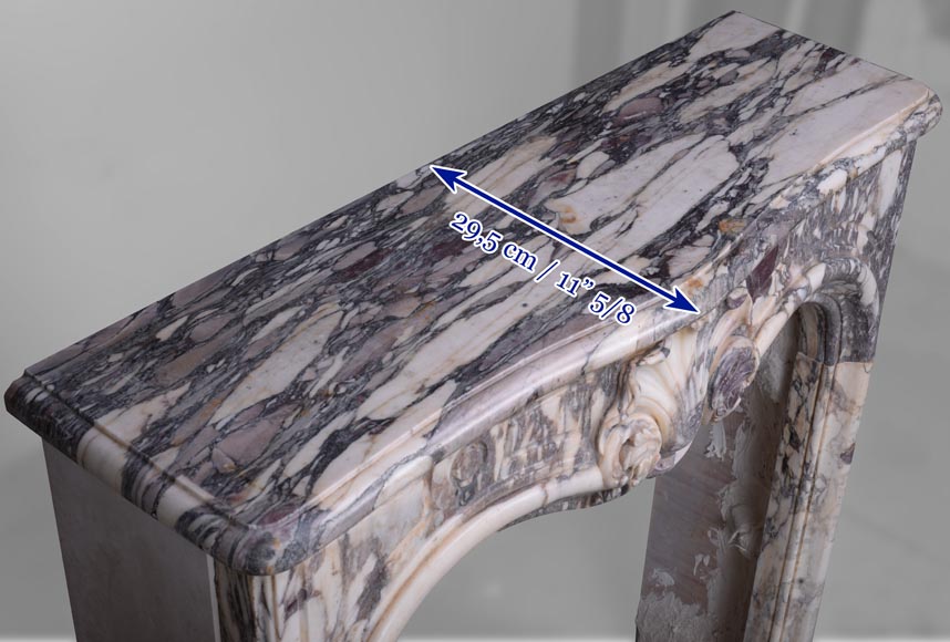 Petite cheminée d'époque Louis XV en marbre Brèche Violette Petite cheminée d'époque Louis XV en marbre Brèche Violette-9