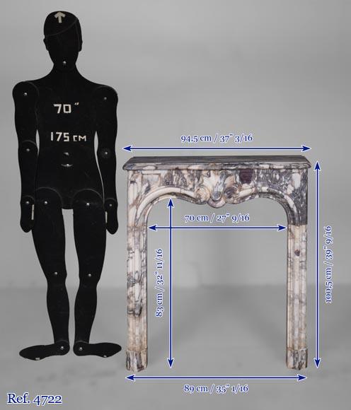 Petite cheminée d'époque Louis XV en marbre Brèche Violette Petite cheminée d'époque Louis XV en marbre Brèche Violette-10