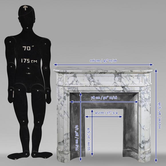 Cheminée de style Louis XVI en marbre Arabescato Cheminée de style Louis XVI en marbre Arabescato-10