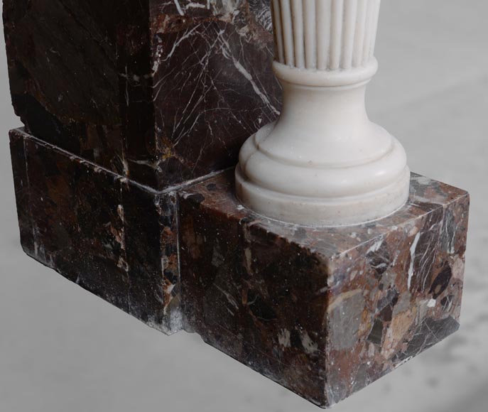 Cheminée de style neo Louis XVI en marbre imperator et statuaire Cheminée de style neo Louis XVI en marbre imperator et statuaire-5