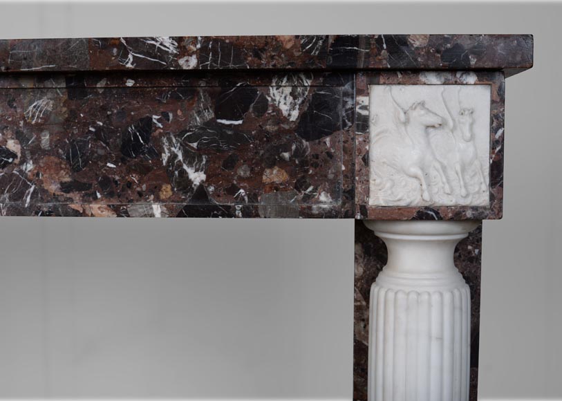 Cheminée de style neo Louis XVI en marbre imperator et statuaire Cheminée de style neo Louis XVI en marbre imperator et statuaire-7