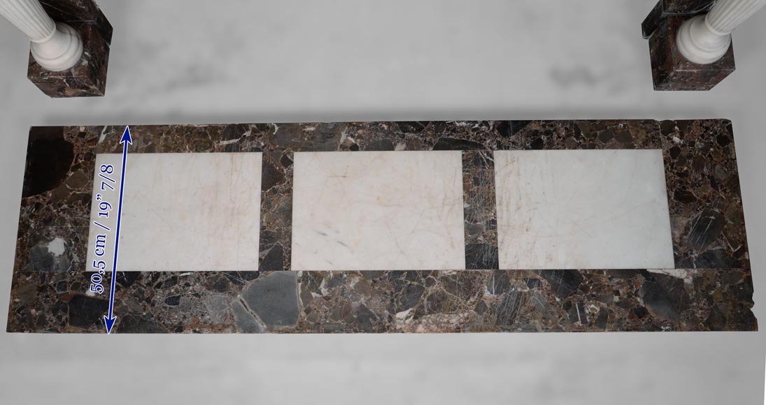 Cheminée de style neo Louis XVI en marbre imperator et statuaire Cheminée de style neo Louis XVI en marbre imperator et statuaire-9