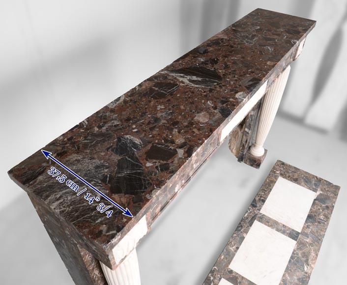 Cheminée de style neo Louis XVI en marbre imperator et statuaire Cheminée de style neo Louis XVI en marbre imperator et statuaire-10