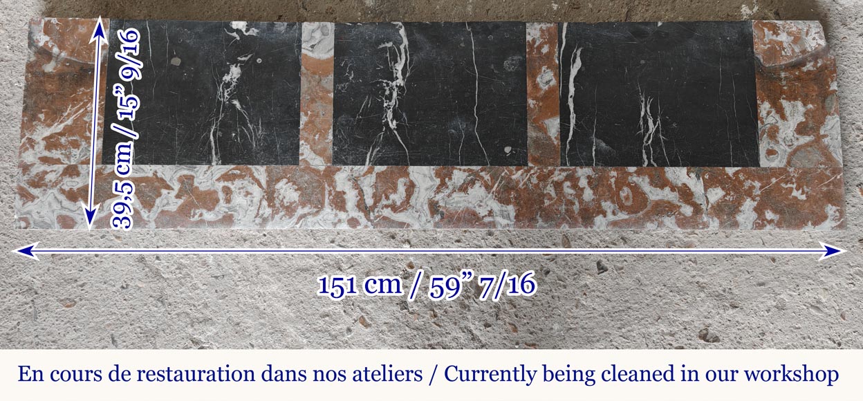 Cheminée de style Louis XVI légèrement galbée, en marbre Rouge du Nord Cheminée de style Louis XVI légèrement galbée, en marbre Rouge du Nord-10