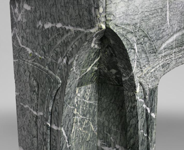 Tony SELMERSHEIM, Cheminée Art Nouveau de 1910 en marbre Campan vert Tony SELMERSHEIM, Cheminée Art Nouveau de 1910 en marbre Campan vert-6