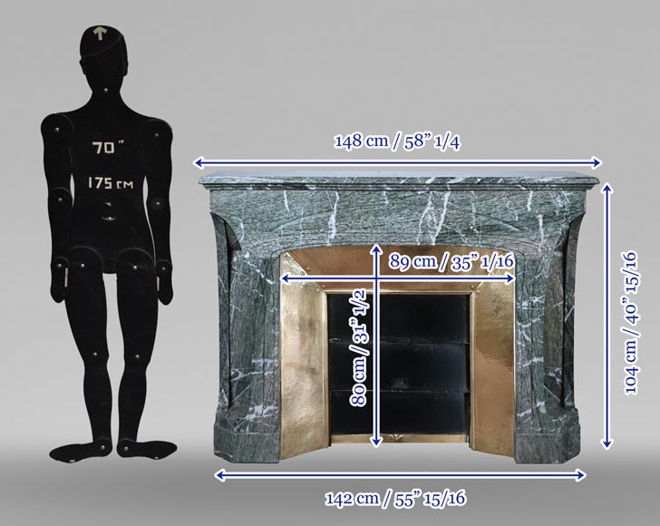 Tony SELMERSHEIM, Cheminée Art Nouveau de 1910 en marbre Campan vert Tony SELMERSHEIM, Cheminée Art Nouveau de 1910 en marbre Campan vert-16