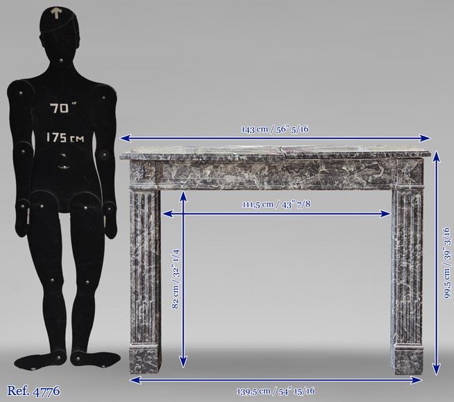 Cheminée d'époque Louis XVI en marbre gris des Ardennes Cheminée d'époque Louis XVI en marbre gris des Ardennes-9