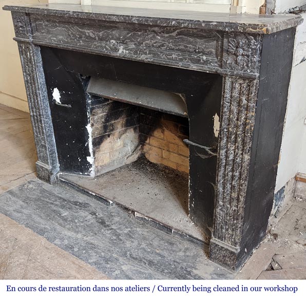 Cheminée d'époque Louis XVI en marbre Gris Sainte Anne Cheminée d'époque Louis XVI en marbre Gris Sainte Anne-5
