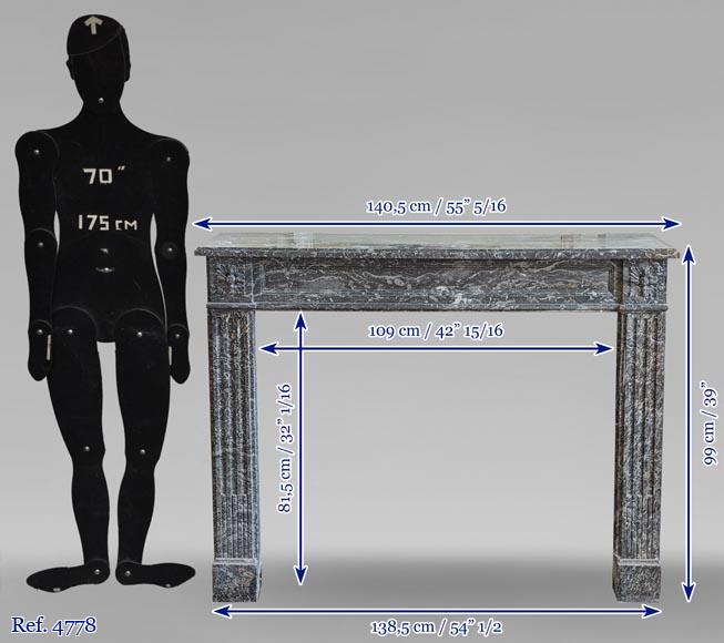 Cheminée d'époque Louis XVI en marbre Gris Sainte Anne Cheminée d'époque Louis XVI en marbre Gris Sainte Anne-9