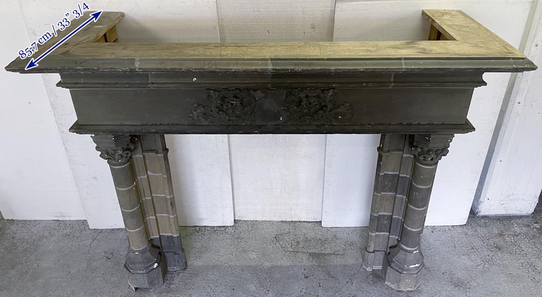 Cheminée ancienne en bois et carton de style Néo-Gothique Cheminée ancienne en bois et carton de style Néo-Gothique-11