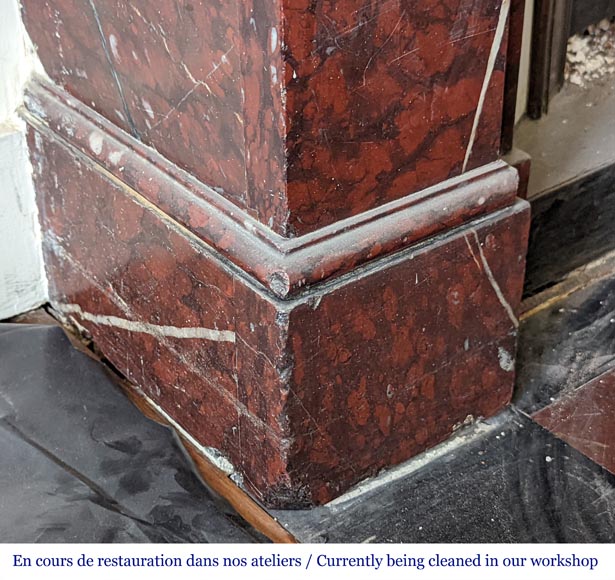 Cheminée de style Napoléon III en marbre Griotte à modillons Cheminée de style Napoléon III en marbre Griotte à modillons-5