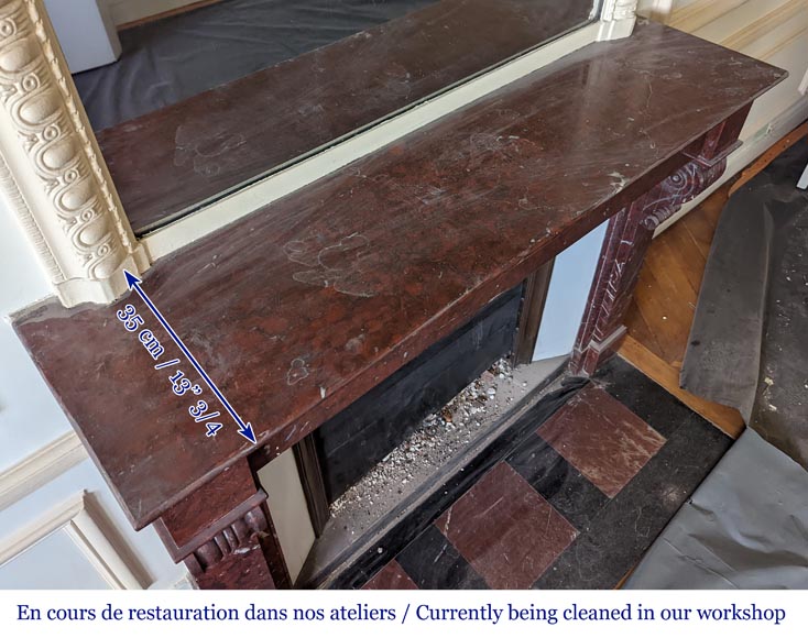 Cheminée de style Napoléon III en marbre Griotte à modillons Cheminée de style Napoléon III en marbre Griotte à modillons-10