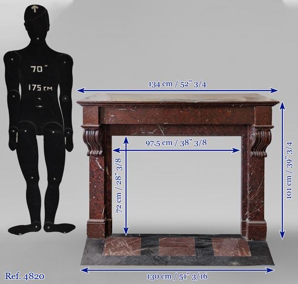 Cheminée de style Napoléon III en marbre Griotte à modillons Cheminée de style Napoléon III en marbre Griotte à modillons-11