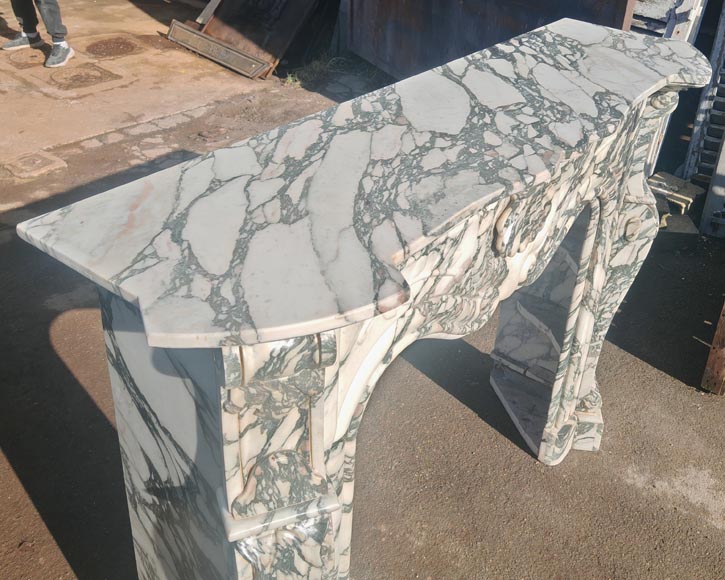 Cheminée style Louis XV moderne en marbre veiné vert Cheminée style Louis XV moderne en marbre veiné vert-8