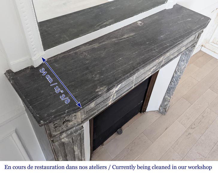 Cheminée d'époque Louis XVI en marbre Gris des Ardennes Cheminée d'époque Louis XVI en marbre Gris des Ardennes-8