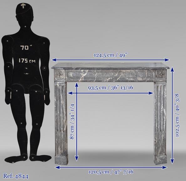 Cheminée d'époque Louis XVI en marbre Gris des Ardennes Cheminée d'époque Louis XVI en marbre Gris des Ardennes-9