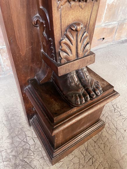 Cheminée en noyer de style Renaissance aux satyres Cheminée en noyer de style Renaissance aux satyres-9