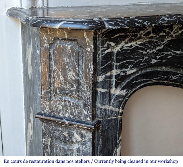 Cheminée de style Louis XV en marbre Marquina Cheminée de style Louis XV en marbre Marquina-3