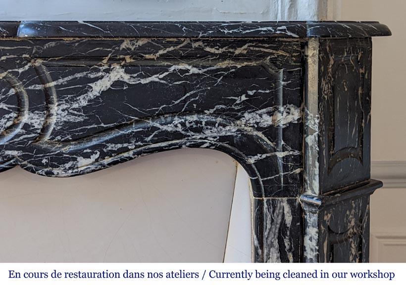 Cheminée de style Louis XV en marbre Marquina Cheminée de style Louis XV en marbre Marquina-6