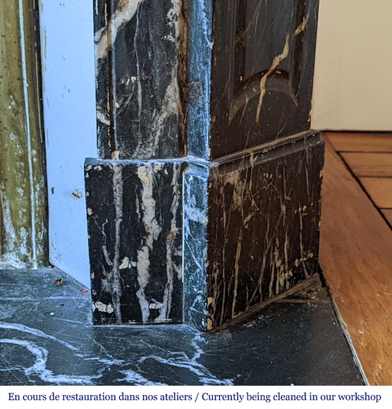 Cheminée de style Louis XV en marbre Marquina Cheminée de style Louis XV en marbre Marquina-7