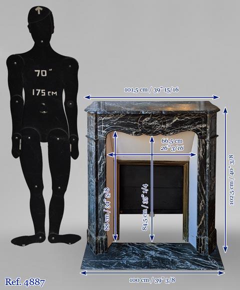 Cheminée de style Louis XV en marbre Marquina Cheminée de style Louis XV en marbre Marquina-10