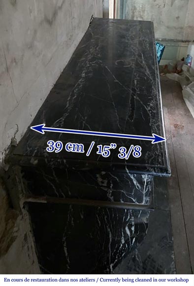 Cheminée de style Napoléon III en marbre Marquina Cheminée de style Napoléon III en marbre Marquina-7