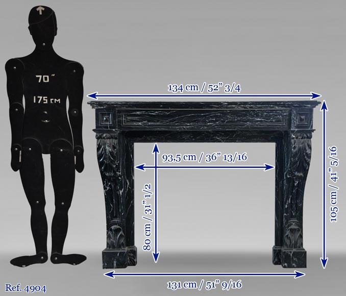 Cheminée de style Napoléon III en marbre Marquina Cheminée de style Napoléon III en marbre Marquina-8