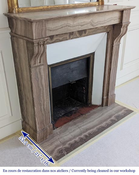 Petite cheminée de style Napoléon III en marbre de Lunel Petite cheminée de style Napoléon III en marbre de Lunel-2