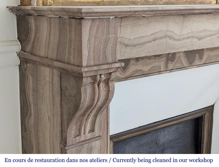 Petite cheminée de style Napoléon III en marbre de Lunel Petite cheminée de style Napoléon III en marbre de Lunel-3