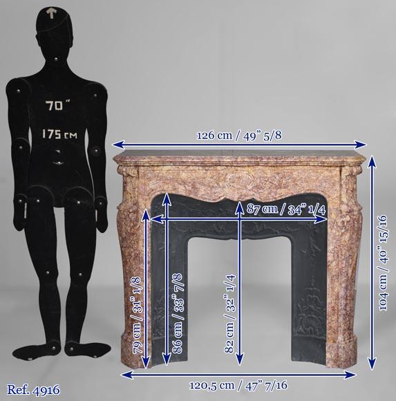 Cheminée de style Louis XV en marbre Brocatelle Cheminée de style Louis XV en marbre Brocatelle-9