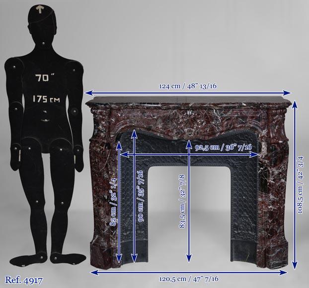 Cheminée de style Louis XV en marbre Levanto Rouge Cheminée de style Louis XV en marbre Levanto Rouge-10