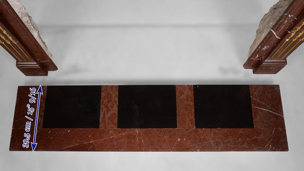 Cheminée de style Louis XVI en marbre Rouge Griotte , perlée de bronze doré Cheminée de style Louis XVI en marbre Rouge Griotte , perlée de bronze doré-9