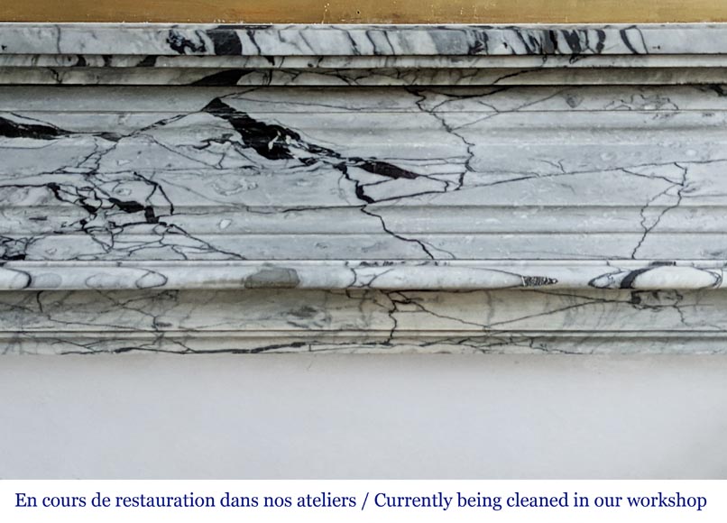 Petite cheminée de style Louis XVI en marbre Bleu Fleuri Petite cheminée de style Louis XVI en marbre Bleu Fleuri-1