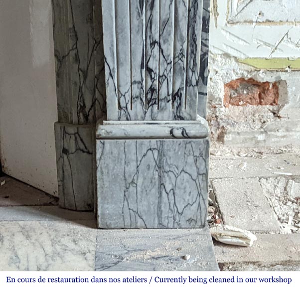 Petite cheminée de style Louis XVI en marbre Bleu Fleuri Petite cheminée de style Louis XVI en marbre Bleu Fleuri-7