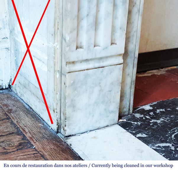 Cheminée ancienne de style Louis XVI en marbre de Carrare Cheminée ancienne de style Louis XVI en marbre de Carrare-4