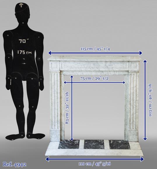 Cheminée ancienne de style Louis XVI en marbre de Carrare Cheminée ancienne de style Louis XVI en marbre de Carrare-10
