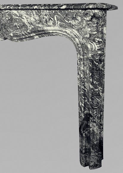 Belle cheminée d'époque Louis XV en marbre Gris Sainte Anne Belle cheminée d'époque Louis XV en marbre Gris Sainte Anne-4