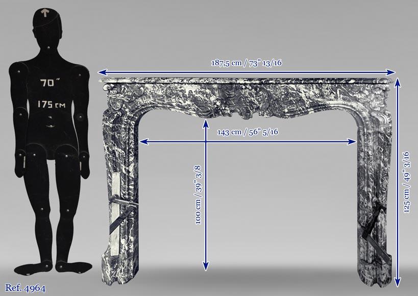Belle cheminée d'époque Louis XV en marbre Gris Sainte Anne Belle cheminée d'époque Louis XV en marbre Gris Sainte Anne-8