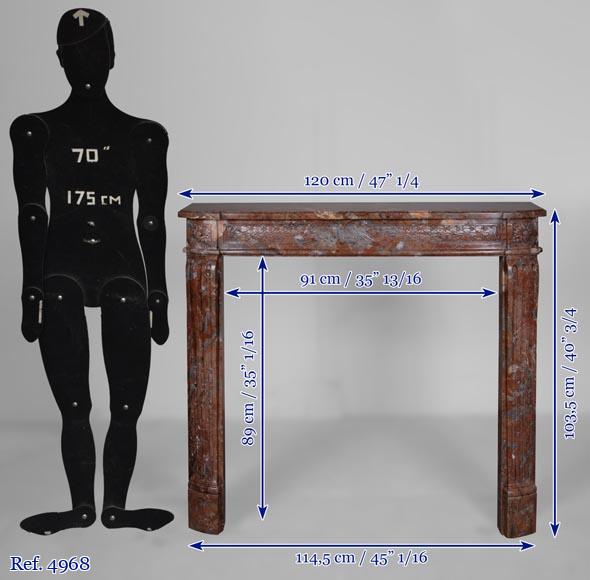 Cheminée d’époque Louis XVI en marbre Rouge Royal Cheminée d’époque Louis XVI en marbre Rouge Royal-11