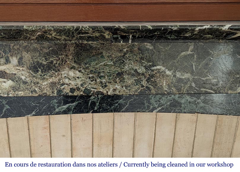 Cheminée de style Empire en marbre Vert de mer à colonnes détachées Cheminée de style Empire en marbre Vert de mer à colonnes détachées-1