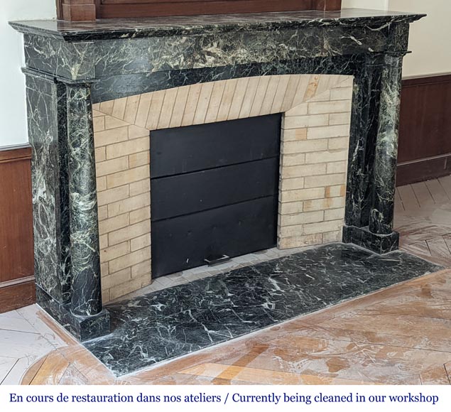 Cheminée de style Empire en marbre Vert de mer à colonnes détachées Cheminée de style Empire en marbre Vert de mer à colonnes détachées-2
