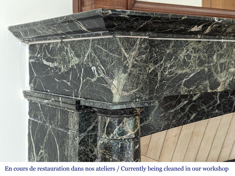 Cheminée de style Empire en marbre Vert de mer à colonnes détachées Cheminée de style Empire en marbre Vert de mer à colonnes détachées-4