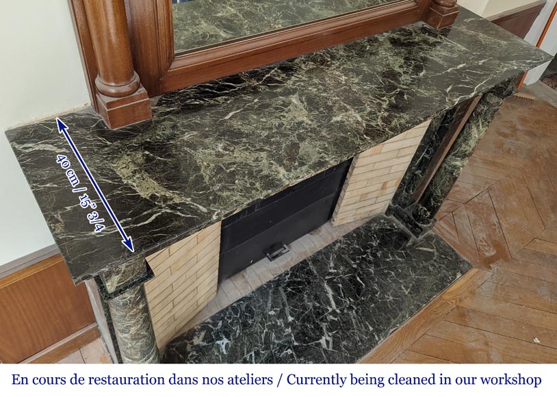 Cheminée de style Empire en marbre Vert de mer à colonnes détachées Cheminée de style Empire en marbre Vert de mer à colonnes détachées-10