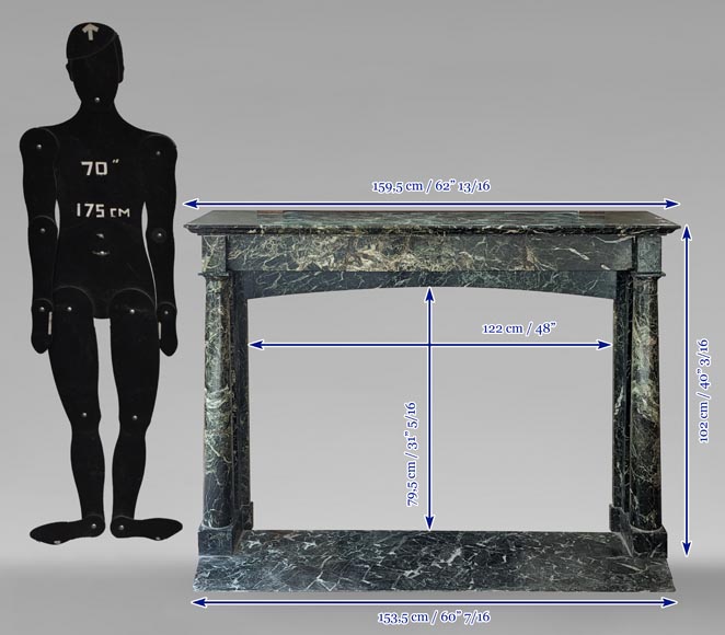 Cheminée de style Empire en marbre Vert de mer à colonnes détachées Cheminée de style Empire en marbre Vert de mer à colonnes détachées-11