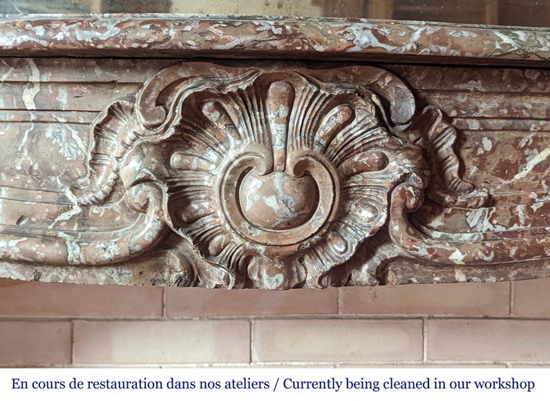 Cheminée d'époque Louis XV en marbre Rouge Royal Cheminée d'époque Louis XV en marbre Rouge Royal-1