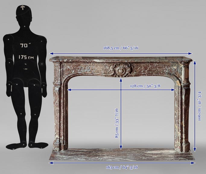 Cheminée d'époque Louis XV en marbre Rouge Royal Cheminée d'époque Louis XV en marbre Rouge Royal-11